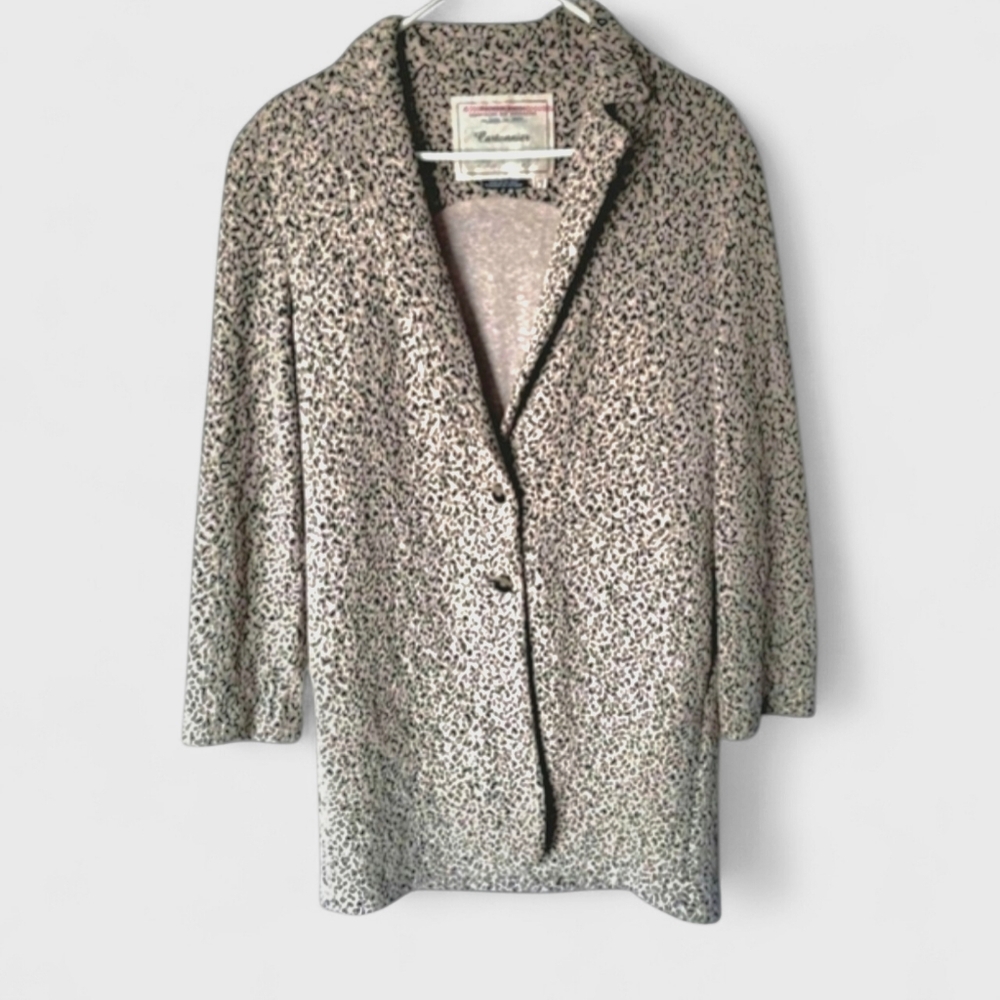 Anthropologie Cartonnier Womens Knit Jacket XS, Beige/Black  EUC